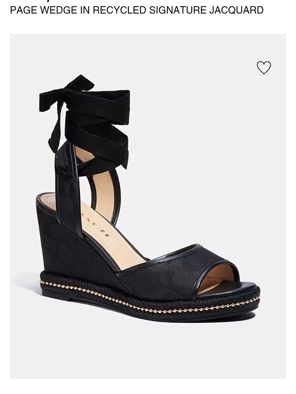 COACH Black Espadrille Wedge Sandals with Ankle Tie - Picture 7 of 7